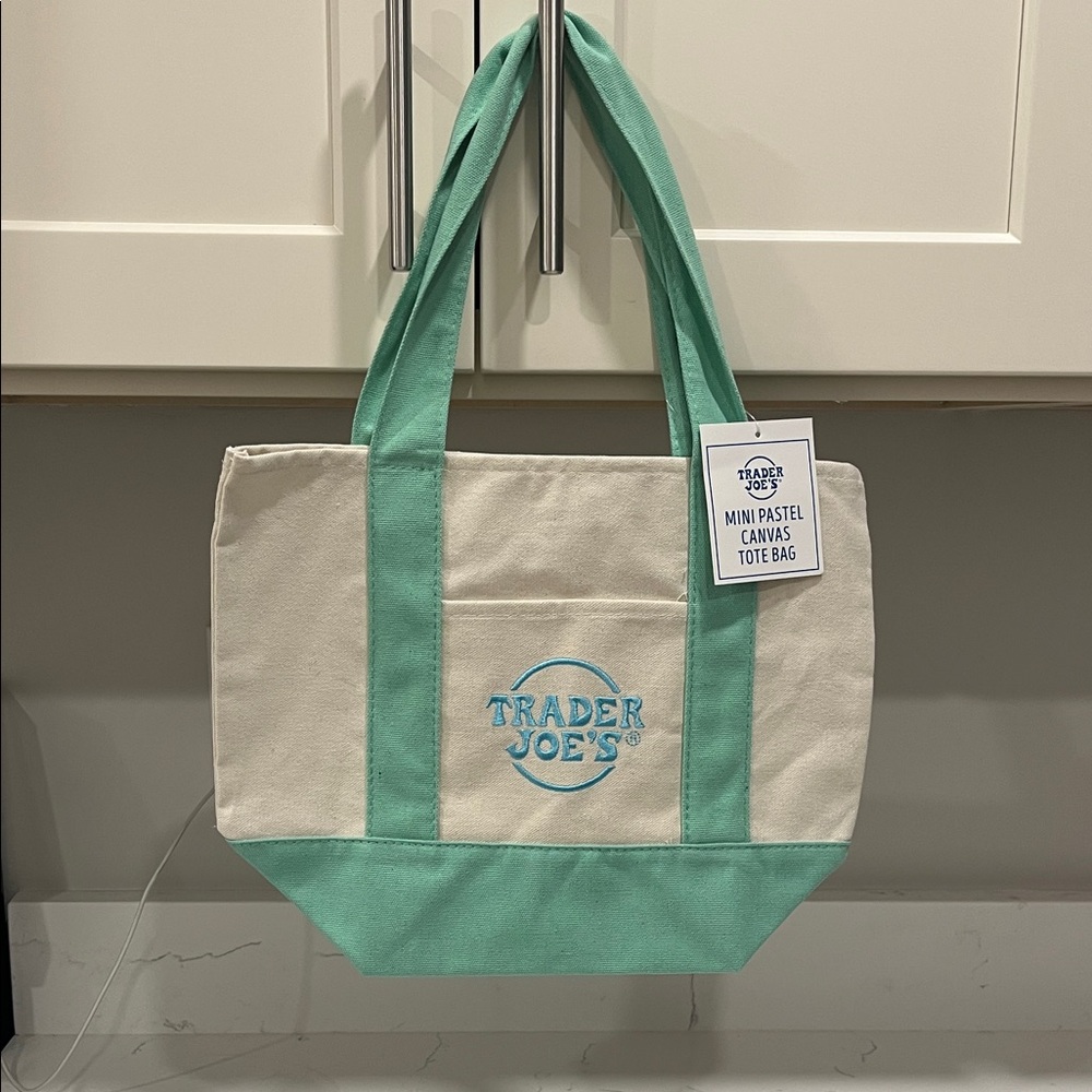 Trader Joe's Pastel Green Canvas Tote Bag